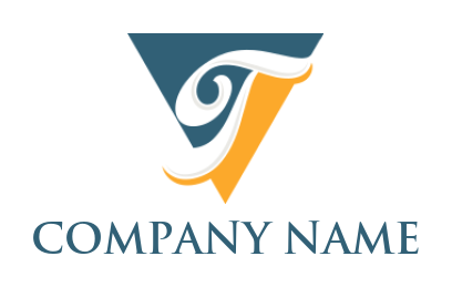 Letter T logo image incorporated in triangle