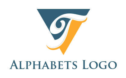 Letter T logo image incorporated in triangle