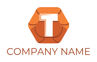 Design a Letter T logo inside polygon shape