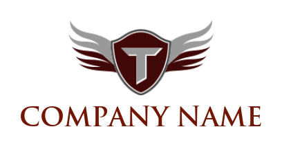 Design a Letter T logo inside shield with wings