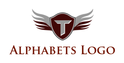 Design a Letter T logo inside shield with wings