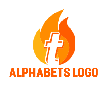 create a Letter T logo merged with fire