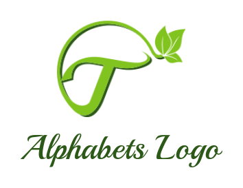 alphabet logo flower vines forming Letter T