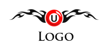 letter u inside the ball with wings