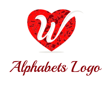 Letter W logo icon incorporated with heart
