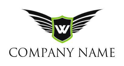 Letter W logo icon inside shield with wings