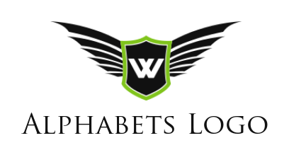 Letter W logo icon inside shield with wings