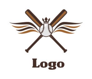 letter x forming baseball bats with wings and crown