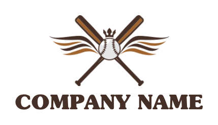 Letter X logo baseball bats with wings and crown