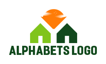 Letter Y logo maker between houses and sun