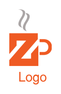 Letter Z forming hot tea cup shape