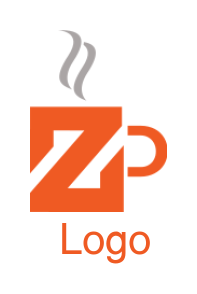 Letter Z forming hot tea cup shape