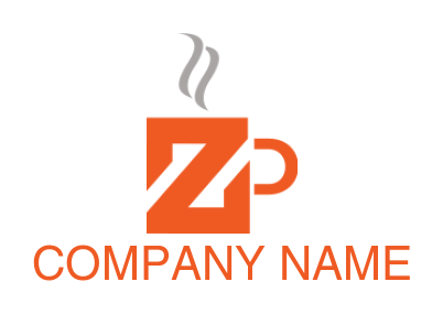 Letter Z logo template forming hot tea cup
