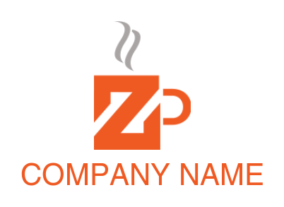 Letter Z forming hot tea cup shape