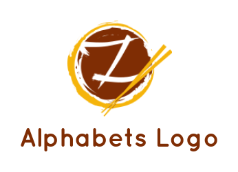 Letter Z logo inside zen sign with chopsticks