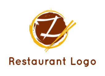 Letter Z logo inside zen sign with chopsticks