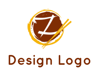 Letter Z logo inside zen sign with chopsticks