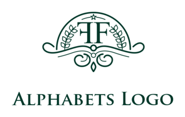 Letter F logo with wreath and ornaments