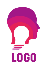 make an advertising logo light bulb in human head - logodesign.net