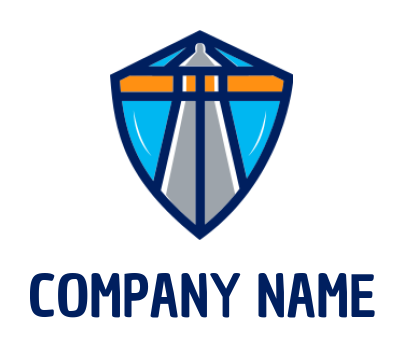 create an insurance logo lighthouse in shield