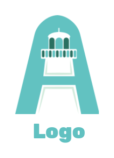 Letter A logo symbol lighthouse incorporated in A