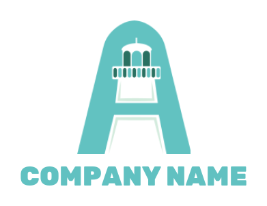 Letter A logo symbol lighthouse incorporated in A