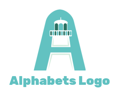 Letter A logo symbol lighthouse incorporated in A