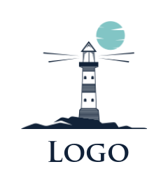 consulting logo lighthouse with beams and moon