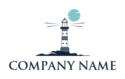 consulting logo online lighthouse with beams and moon - logodesign.net