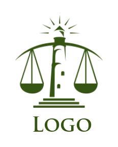 law firm logo maker lighthouse with scale - logodesign.net