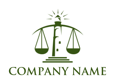 law firm logo maker lighthouse with scale - logodesign.net