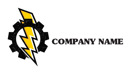 engineering logo marker lightning bolt inside gear - logodesign.net