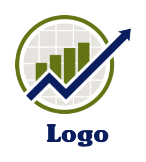 line arrow and bar graph inside circle 