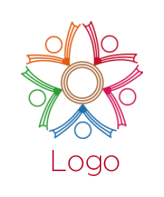 community logo abstract people forming flower