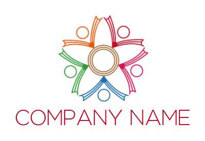community logo abstract people forming flower