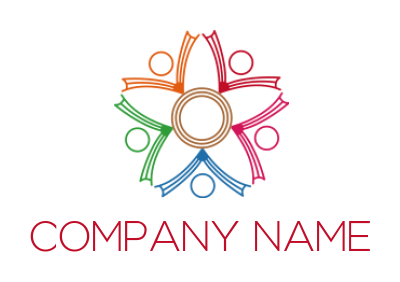 community logo abstract people forming flower