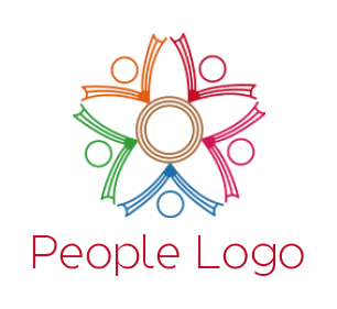 community logo abstract people forming flower
