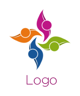 community logo abstract people forming petals