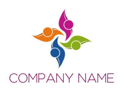 community logo abstract people forming petals