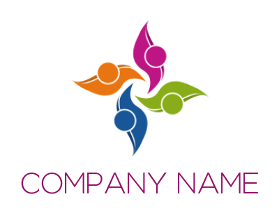 community logo abstract people forming petals