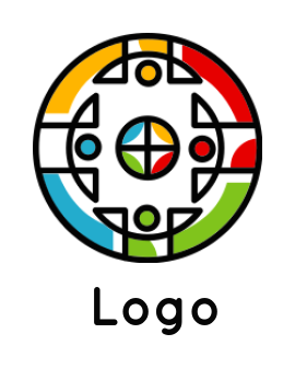logo sample of line art abstract persons forming circle