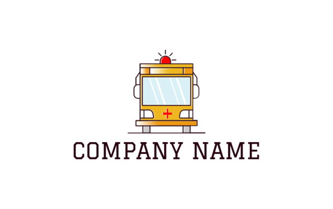 transportation logo icon line art ambulance car with red light