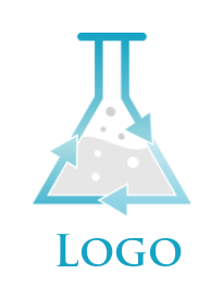 design a research logo line art arrows forming chemical flask
