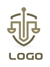 attorney logo balance scale forming shield sword
