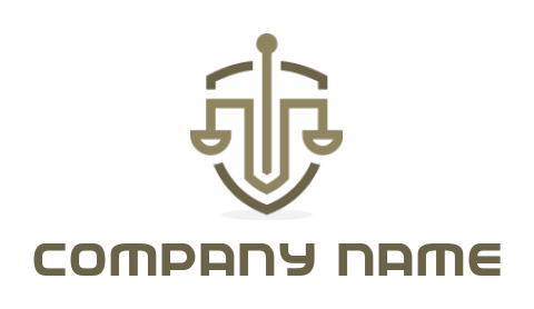 attorney logo balance scale forming shield sword