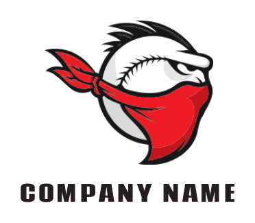 sports logo maker - line art baseball bandit mascot - logodesign.net 