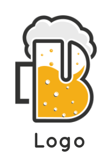line art beer mug in shape of letter b