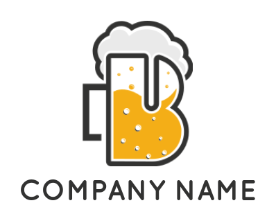 Design a Letter B logo beer mug line art inside B