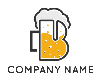 Design a Letter B logo line art beer mug in shape of letter b