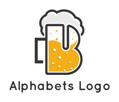 Design a Letter B logo beer mug line art inside B